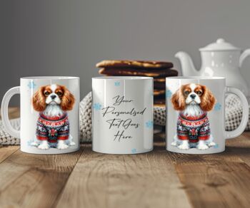 Personalised King Charles Spaniel In Christmas Jumper Mug, 2 of 2