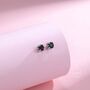 Brilliant Cut Black Cz Stud Earrings In Sterling Silver, thumbnail 6 of 12