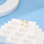 Sterling Silver Clear Cz Flower Huggie Hoop Earrings, thumbnail 5 of 12