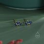 Sterling Silver Sapphire Blue Cz Lotus Flower Screw Back Earrings, thumbnail 2 of 12