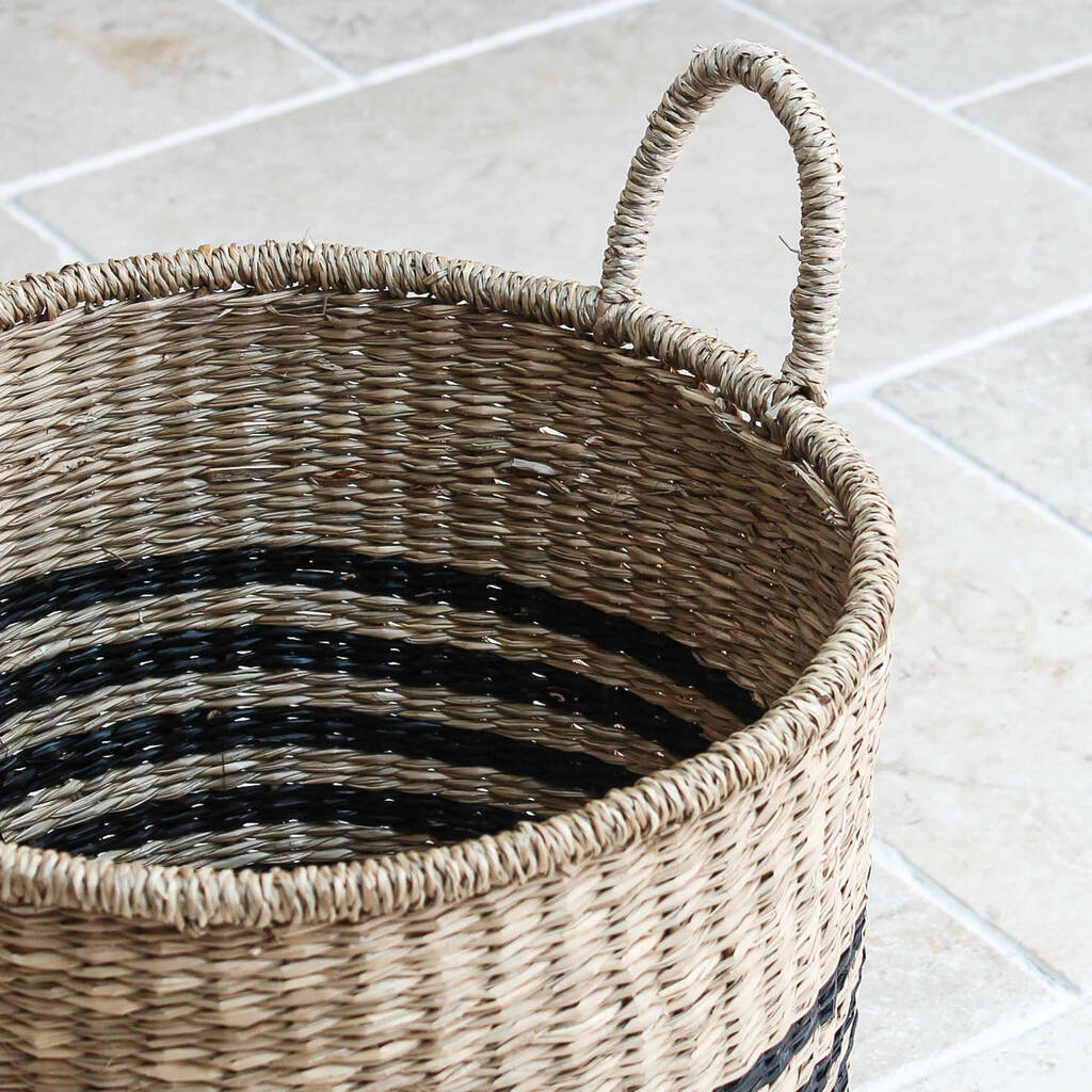 seagrass black stripe basket by marquis & dawe