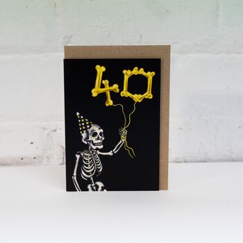 40th Balloon Skeleton Gothic Birthday Card, 5 of 5