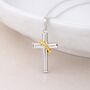 Personalised Sterling Silver And Gold Halo Cross Pendant Necklace, thumbnail 1 of 9