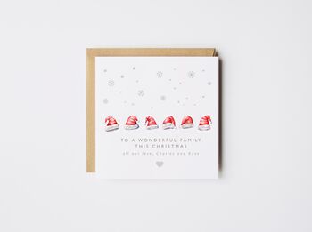 Personalised Family Christmas Card / Up To Six Santa Hats, 5 of 5