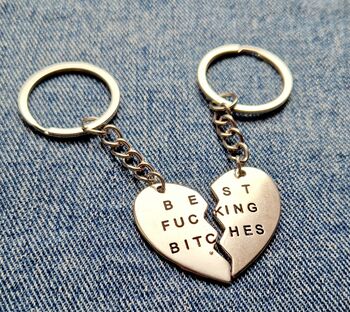 Best F*Cking Bitches Split Heart Friendship Keyrings, 4 of 4