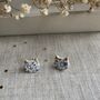 Blue Floral Ceramic Cat Earrings Vintage Blue, thumbnail 6 of 8