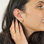 Pink Opal Turquoise Gold Plated Small Fan Earrings, thumbnail 2 of 4