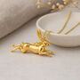 Personalised Gold Plated Sterling Silver Leaping Hare Necklace, thumbnail 2 of 7