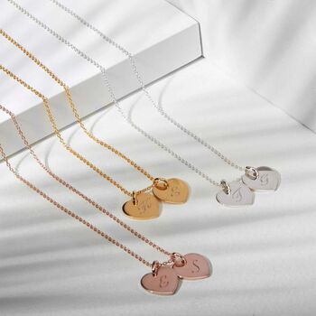 Personalised Rose Gold Plate Little Twin Heart Necklace, 2 of 10