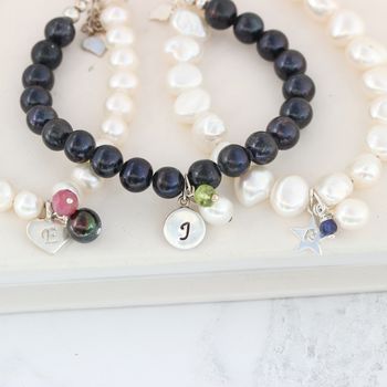 Pearl Bracelet Personalised With Birthstone And Initial, 7 of 10