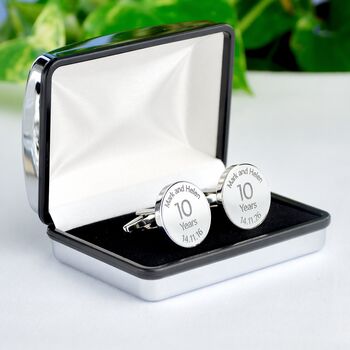 Personalised Ten Year Wedding Anniversary Cufflinks, 3 of 6