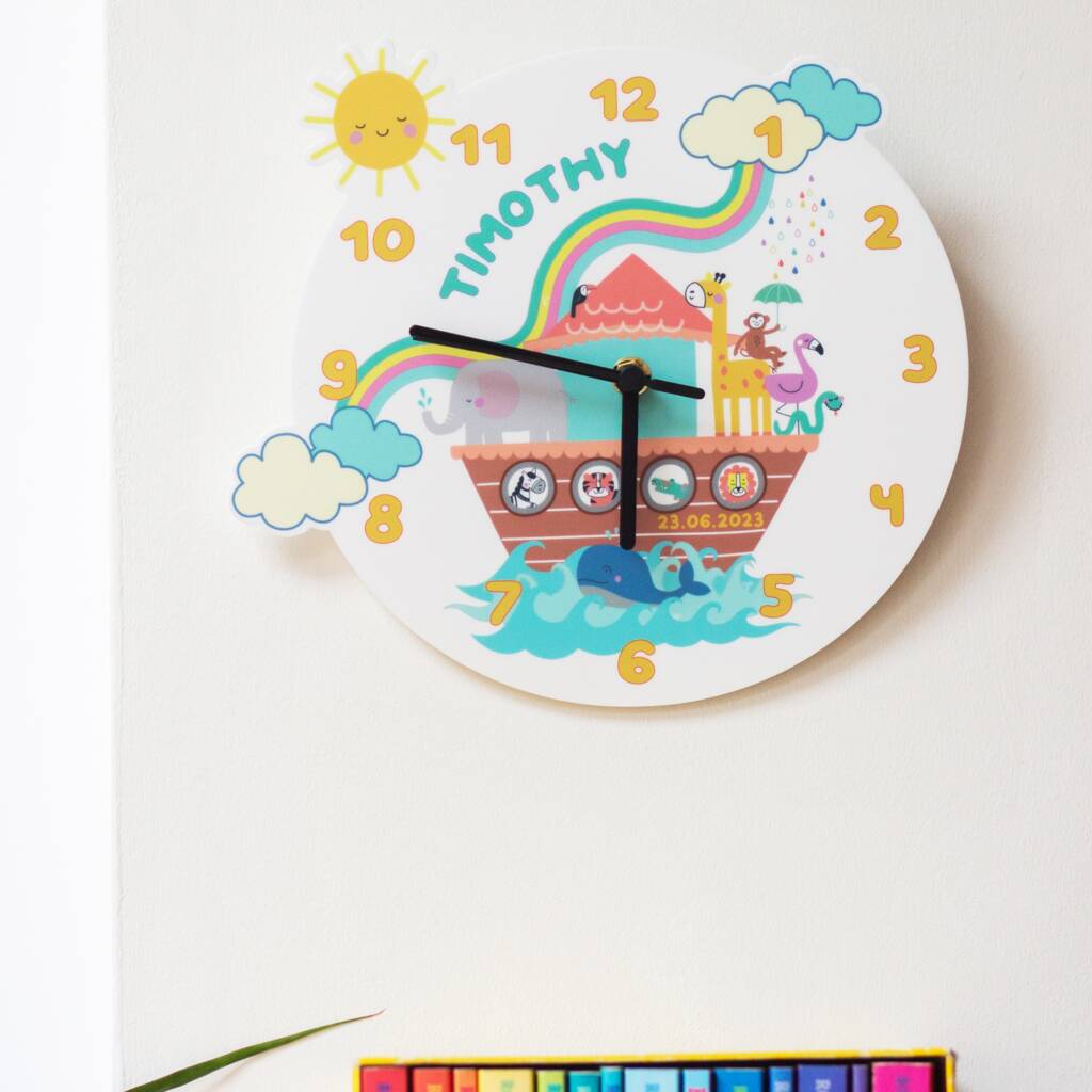 Noah's Ark Personalised Children's Clock, 1 of 6