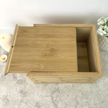 Personalised Bamboo Urn For Cremation Ashes Name And Icon Design, 8 of 12