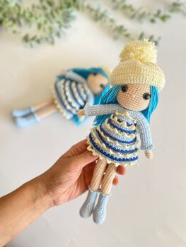 Handmade Pink Hair Crochet Doll With A Hat, 7 of 12