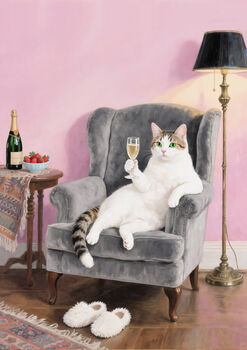 Your Own Cat Sipping Champagne Wall Art Print, 8 of 8