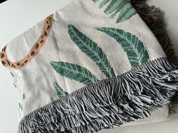 Woven Botanical Monochrome Throw Blanket, 5 of 8