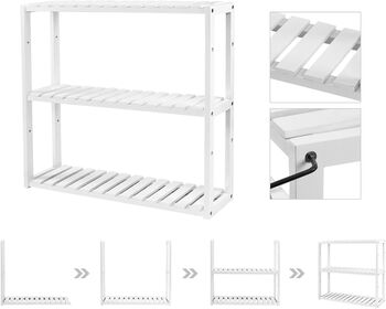 Adjustable Layer Three Tier Bamboo Bathroom Shelf Rack, 5 of 9