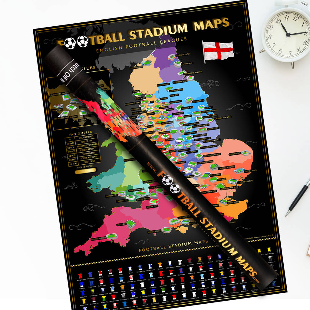 English Football Stadiums Scratch Off Map, 1 of 10
