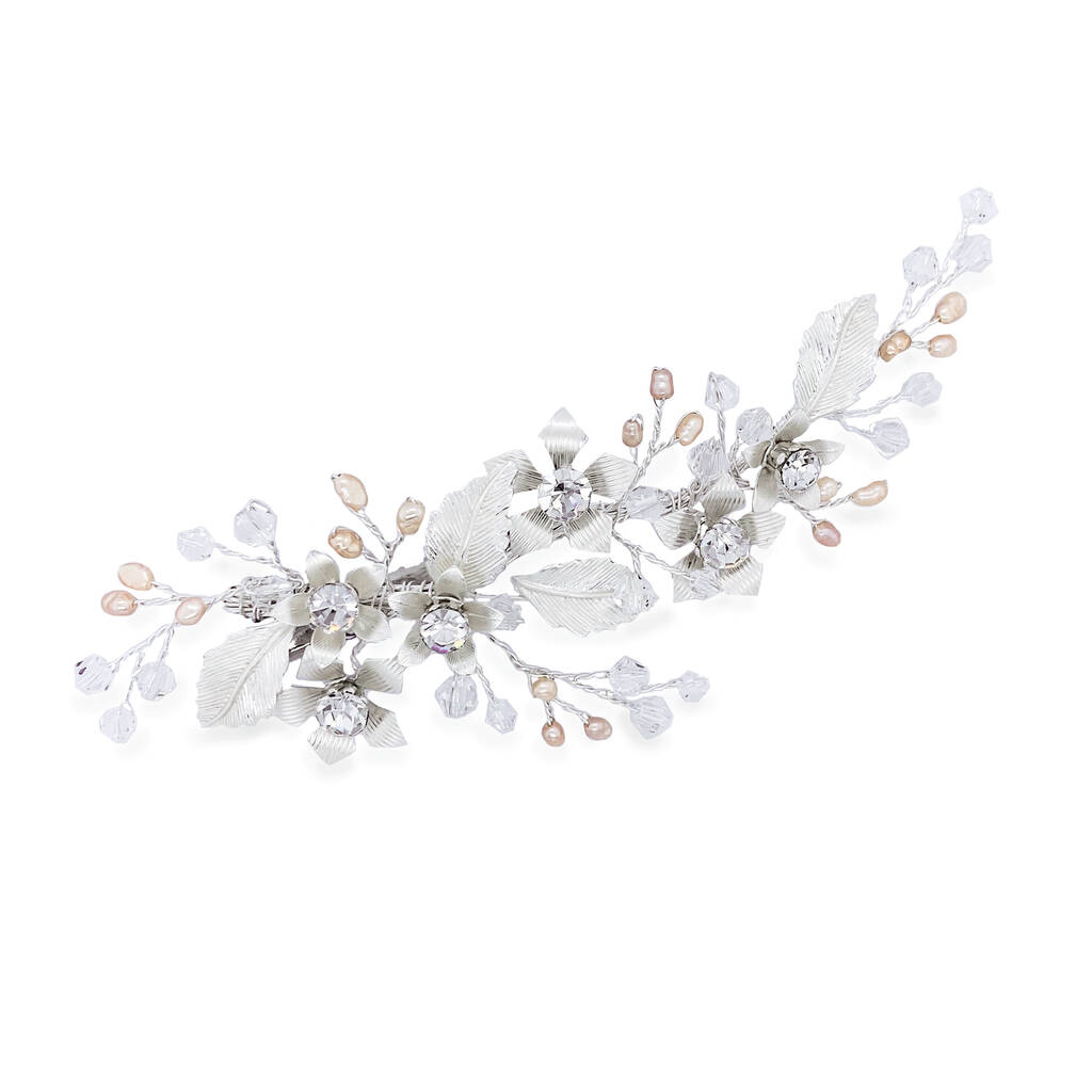 Silver Or Rose Gold Plated Crystal Bridal Hair Clip By Ivory & Co.