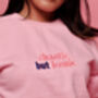 Chaotic But Iconic Embroidered Pink Jumper, thumbnail 3 of 6