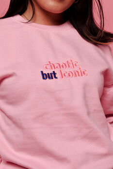 Chaotic But Iconic Embroidered Pink Jumper, 3 of 6