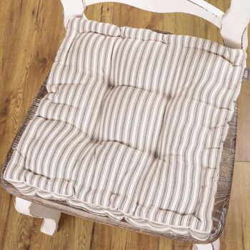 Vintage Striped Dining Chair Box Cushions, 4 of 7