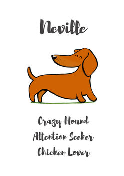 Dachshund Personalised Dog Name And Personality Print, 4 of 6