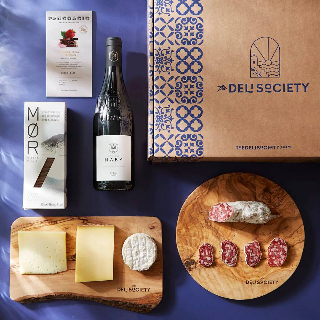 'Cecelia' French Red Wine Edition Wine And Cheese Box