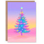 Dreamy Night Sky Colourful Tree Xmas Christmas Card, thumbnail 1 of 4