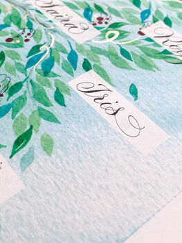 Colourful Green Personalised Family Tree Print, 4 of 9