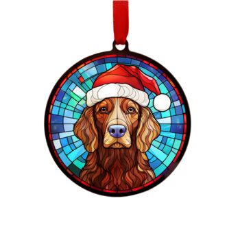 Red Setter In Santa Hat Suncatcher Decoration, 5 of 6