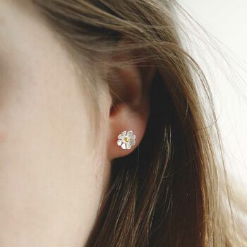 Sterling Silver And Gold Plated Dainty Daisy Studs, 2 of 5