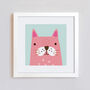 Pink Cat Art Print By Sally Payne, thumbnail 1 of 8