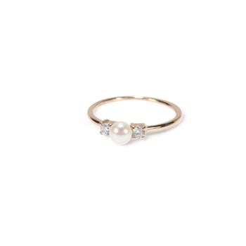 Pearl Triology Ring, Rose, Gold Vermeil On 925 Silver, 3 of 8