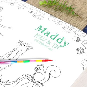 Personalised Woodland Animal Wedding Colour In Placemat, 2 of 2