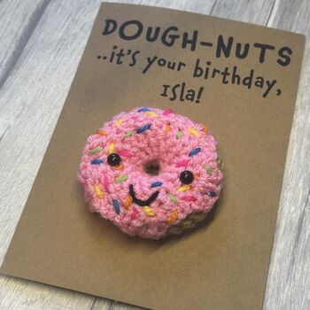 Personalised Doughnuts Donut Crochet Birthday Card Handmade, 3 of 10
