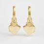Gold Sacred Heart Huggie Earrings, thumbnail 3 of 9