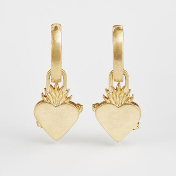Gold Sacred Heart Huggie Earrings, 3 of 9