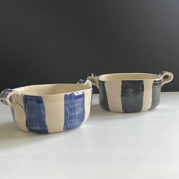 Handmade Stripy Stoneware Dish For Serving Or Baking, 2 of 12