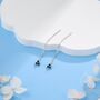Sterling Silver Black Cz Trio Flower Threader Earrings, thumbnail 5 of 10