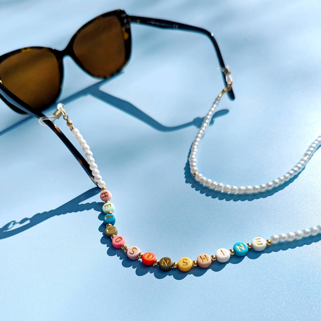 Personalised Pearl Beaded Sunglasses Chain By Lucent Studios