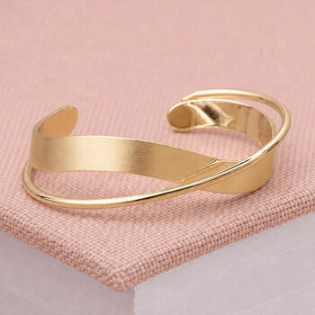 Adjustable Gold Plated Open Crossover Cuff Bangle, 4 of 9