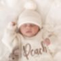 3pcs Embroidered Personalised Romper, Hat And Bootie Set, Perfect Baby Gift, thumbnail 5 of 8