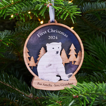 Heritage Polar Bear Snow Globe Christmas Decoration, 3 of 5