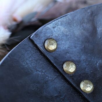 11th Anniversary Gift, Hammered Steel Bowl With Metal Buttons, 5 of 8