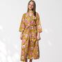 Yellow Floral Print Cotton Dressing Gown Kimono, thumbnail 3 of 7