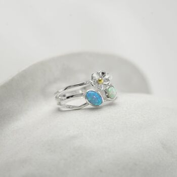 Handmade Two Tone Opal Flower Ring, 3 of 5