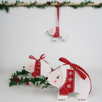 Polar Bear In Festive Jumper Christmas Tree Decoration, 6 of 8