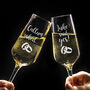 Pair Of Engagement Proposal Glass Champagne Flutes, thumbnail 6 of 7