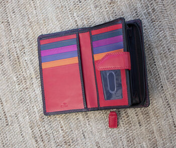 Personalised Black And Red Womans Soft Leather Purse Wallet, 7 of 11
